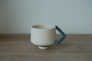 Blue Gray Square Handle Mug